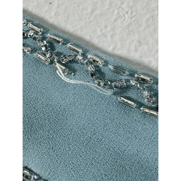 Vintage Jack Bryan Beaded Maxi Dress Pleated Blue Grecian Evening Prom Size S - Picture 14 of 16